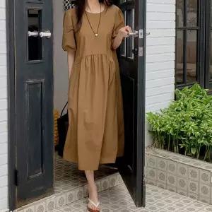 아노락 디자인 빅사이즈 임산부 롱 원피스옷 만삭 하객룩 날개소매 반팔 여름 패션 루즈핏 임부복