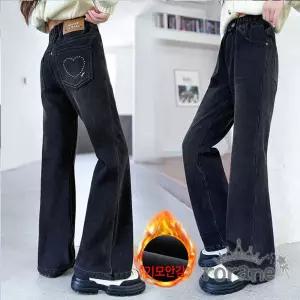 기모 초등학생 주니어 여아 청바지 블랙여학생 초등학생옷 방송댄스복 세트 겨울