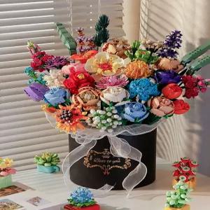 블록 조립 꽃다발 꽃블록 장난감 만들기 장미 선물용 시리즈 플라워 인테리어 선물 시티