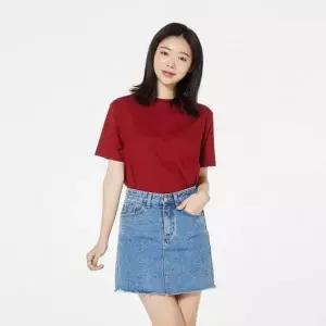 [골드스마일]스탠다드티 시그니처 숏티 걸 라운드셔츠 노프린트크루넥티