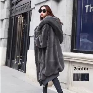 LD-180 보송보송 퍼 아우터여성코트 여자 퍼아 후드 캐쥬얼 코트