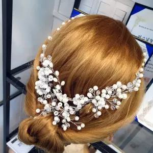 진주 웨딩헤어장식 신부 올림머리핀 혼주뒤꽂이머리띠 헤어 소품 셀프 코사지 드레스