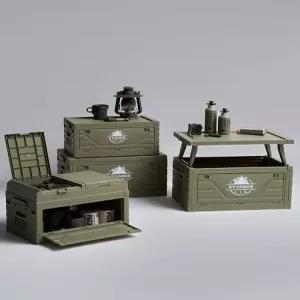 캠핑박스 상판포함 미니 회색과 베이지 정리함 중형 차박테이블 폴딩박스 바스켓블랙일반버전 리