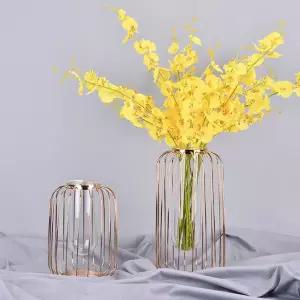 골드 로즈 와이어 원형 화병 유리꽃병 인테리어소품 메탈