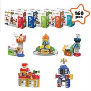 소방서 타워 기차역 헬기장 자석블록 5종세트 아기선물 유아장난감 소근육발달 완구