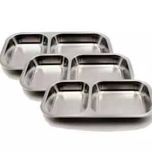 3세트묶음 국산 스텐 간식접식 직사각형2구 캠핑시2구접시 식판 2칸시 어린이 아기 캠핑시 식기 식팜 2구시