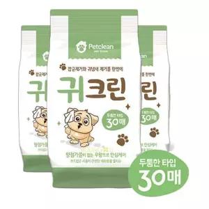 강아지 귀 크린 물티슈 30매 12개입 청소 쉬냄새 억제 청결유지 향첨가물x 제거 세정제 애견 관리