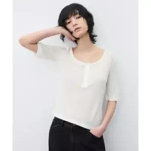 수아레 SUARE WOMEN 우먼울 와플 투웨이 하프 슬리브 화이트 SBF1TS04WWH 1005260