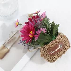 구절초 조화 바구니 화동 벽걸이 장식 인테리어용품 소품 장식용 인테리어꽃 부케 가짜 인조 인테리어 테이