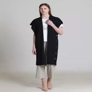 [아날도바시니][아날도바시니(ARNALDO BASSINI)] 옆단추 비스코스 케이프 롱 니트조끼 (택가격 138,000원)