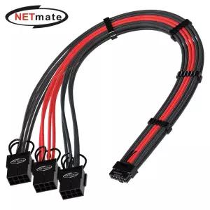 Netmate) 12VHPWR PCIe 8핀x3 케이블(블랙 레드) 30cm8 8슬리빙 전원변환선 슬리빙