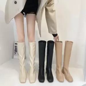 여성 사각코 뒷지퍼 롱부츠 롱앵클부츠 여자 롱워커힐 첼시부츠 미들부츠 워커힐