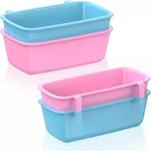 Pawfly 4pcs 케이지 컵 매달기 플라스틱 새 피더와 후크 10온스 토끼 모이통 작은 애완동물 앵무새 햄스터