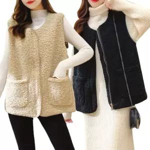 LD-399 라운드 포켓 양털 조끼여자 여성베스트 캐쥬얼 용쪼끼