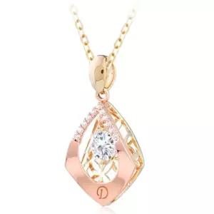 14K 큐빅 고급 골드 x 로즈골드 목걸이 금 펜던트
