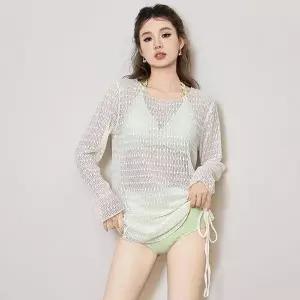 [하프클럽/셀러허브_여성트랜드패션]뱃살 커버업 수영복 긴팔 레이스 비키