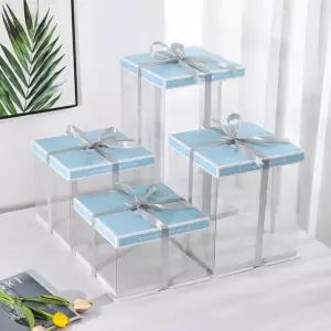 대형 5호 투명상자 선물 22X22X16CM 홑겹 22X22X16CM 투명케이크상자 1 포장박스 흰 6인치 홑겹 6인치 3호 금테 50개 박스 5세트 5세트 사각 흰 금테