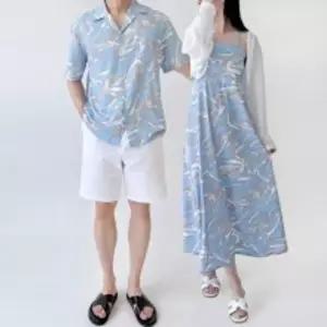 GSS SH221-DR221 셔츠 롱 원피스 비치웨어 커플룩 휴양지 여름 커플 남자 세트 웨어