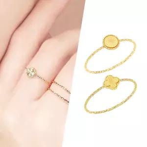 [골드피아] 14K 클로버/라운드 유닛 반지