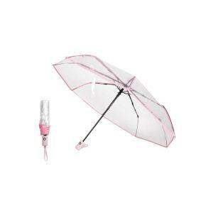 전자동 접이식 투명 우산 비닐 우산 접이식 우산 자동 개폐 경량 튼튼 접이식 우산 8개 뼈 3단 접이식 우산 방우, 방풍, 방설, 남성에게도 여성에게도 적합합니다 (핑크)