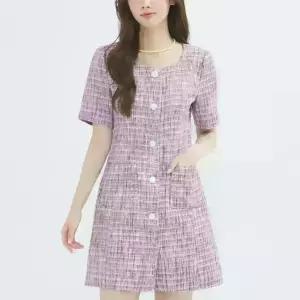 [로엠] 넥변형 반팔 트위드 원피스 (RMOWC38S11-T)