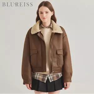 [블루레이스] 카라배색 빈티지 무스탕 점퍼_B5W1JP1411