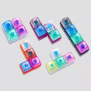 LED 4구 불빛 테트리스 청축 키보드 키캡 딸깍이