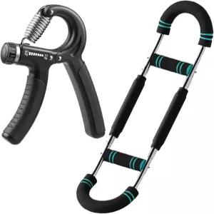 2-in-1 팔 트위스터 및 그립 근력 트레이너 - 가슴 팔뚝 가정용 운동 기구용 조절 가능한 30-80파운드