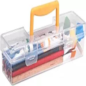 KY 1팩 투명 플라스틱 페인팅 브러시 용기 노란색 손잡이 휴대용 긴 페인트 케이스 드로잉 도구 보관함