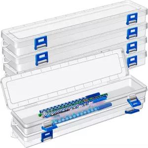 8개 반투명 플라스틱 페인트 브러시 홀더 케이스 정리 도구 보관함 긴 수채화 펜 용기 버클 디자인