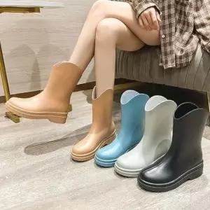 여성 4 유광 심플 미들 부츠 여성 레인부츠 작업화 남장화 부츠 남성 구두 텃밭장화 장화 논슬립창 진양 경