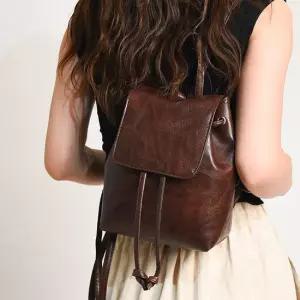 LD 꼬네 여성 데일리 미니 레더 빈티지 백팩 가방 학생 캐주얼