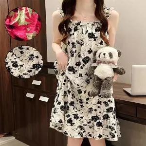 [핫트랙스]골프가운 플라워 샤워가운 면잠옷 원피스(WFJ68FO)