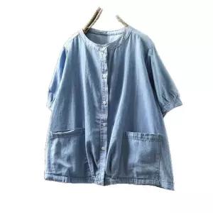 여자 청 면 여름 캐주얼 청자켓 연청 반팔 얇은 상의 코트 SPO마켓2