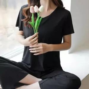 여성 여름 쿨 루즈핏 잠옷 파자마 세트 반팔 홈웨어 셋업