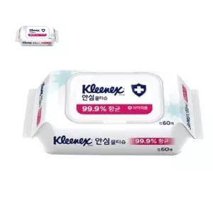 물티슈 유한킴벌리)크리넥스안심물티슈(캡형/60매)