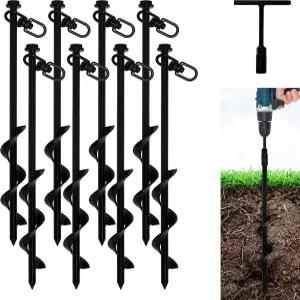 VASGOR 16인치 접지 앵커 8개 드릴 캠핑 텐트용 헤비 듀티 후크 캐노피 자동차 포트 헛간 스윙 세트 동물