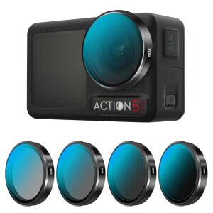 [미국배송] DJI 오스모 액션 5 프로 /4 /3 4팩 ND8 ND16 ND32 ND64 멀티코티드 HD 광학 유리 필터 액세서리용 중성 밀도 렌즈 세트