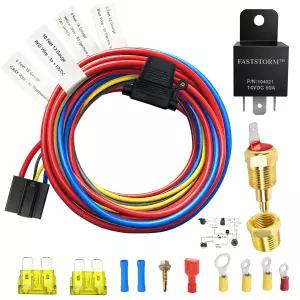 패스트스톰 전기 팬 릴레이 키트 12V 60AMP 라디에이터 냉각 방수 온도 조절 스위치 185 켜기 175 끄기