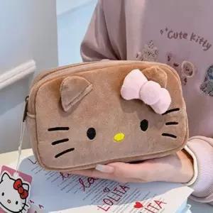 [문구/오피스] 산리오 페이스 사각파우치-헬로키티 브라운