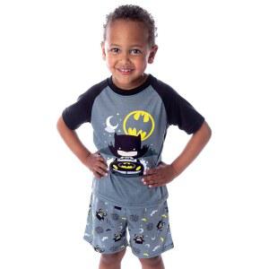 DC 코믹스 남성용 배트맨 파자마 배트모빌 나이트 라이딩 셔츠와 반바지 2피스 슈퍼히어로 세트