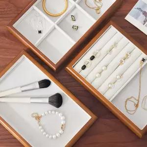 호두나무 반지 귀걸이 트레이 악세사리정리함 목진열대 홀더 액세서리보관함 보석 거치대 쥬얼리