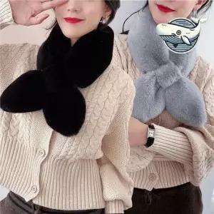 따뜻한 귀여운 여성 퍼 머플러 블랙 그레이 퍼머플러 쁘띠퍼 쁘띠퍼머플러 미니목도리