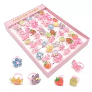 아동집게핀 리본 플라워 글리터 반지 병원 어린이집선물 50개세트