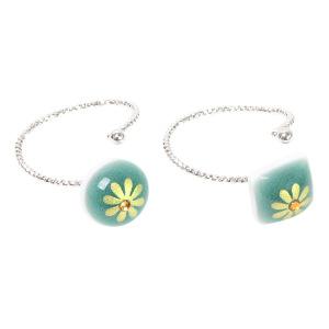 [박씨상방] 고급 도자기청자 금꽃반지(원형, 사각)/예쁘고실용적인악세서리