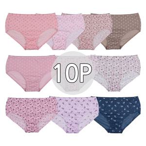 필굿 순면 스판 맥시 삼각 팬티세트 이베리스 10매 여자 마담 임산부 엄마팬티 아줌마 할머니속옷 빅사이즈