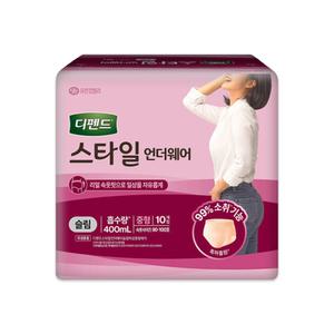 디펜드 스타일언더웨어 여성슬림 중형 40매 10매X4팩 성인용기저귀 팬티형 기저귀
