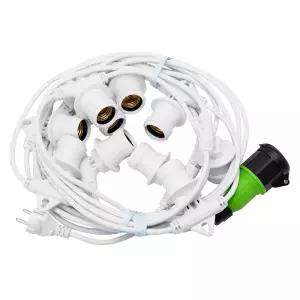 파티구 연결소켓 10구 10M 1.5SQ 화이트 방우캡형 전등선소켓,작업등,공사현장,야외,카페,캠핑장 반야