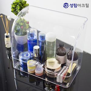 일체형 뚜껑 올인원 화장품 정리함 아크릴 정리대 투명 화장대 메이크업 보관함_멀티