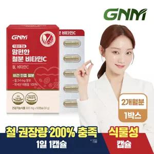 [비건인증 / 총 2개월분] GNM 맘편한 철분 비타민C 60캡슐 x 1박스 / 철분제 임산부 수유부